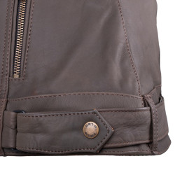 Veste de moto en cuir pour femmes avec protections CE et sangle d'ajustement
