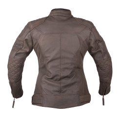 Veste de moto en cuir pour femmes avec protections CE et sangle d'ajustement