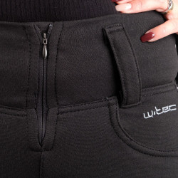 Legging de moto pour femmes avec doublure en aramide résistant et protections certifiées et amovibles des hanches et genoux