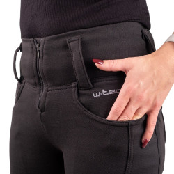 Legging de moto pour femmes avec tissu élastique et protections certifiées pour les hanches et les genoux