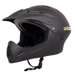 Casque de descente pour le BMX et le freeride avec mentonnière rembourré et bouches d'aération - Casque de descente avec visière