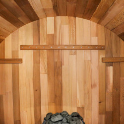 Sauna baril d'extérieur en bois de cèdre pour 4 personnes avec accessoires et porche - 90°C maximum