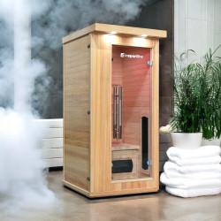 Cabine de sauna infrarouge pour 1 personne avec ioniseur d'oxygène et 7 modes de lumières - Usage domestique