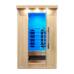 Sauna infrarouge en bois pour 2 personnes avec 7 modes de luminothérapie et ioniseur d'air - Utilisation en intérieur