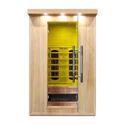 Sauna infrarouge en bois pour 2 personnes avec 7 modes de luminothérapie et ioniseur d'air - Utilisation en intérieur