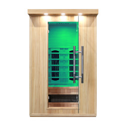 Sauna infrarouge en bois pour 2 personnes avec 7 modes de luminothérapie et ioniseur d'air - Utilisation en intérieur