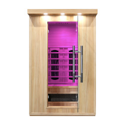 Sauna infrarouge en bois pour 2 personnes avec 7 modes de luminothérapie et ioniseur d'air - Utilisation en intérieur