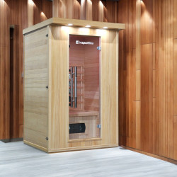 Sauna infrarouge en bois pour 2 personnes avec 7 modes de luminothérapie et ioniseur d'air - Utilisation en intérieur