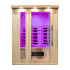 Sauna infrarouge 3 places avec luminothérapie et ioniseur d'air - Conception en bois avec température jusqu'à 65°C