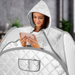 Sauna à vapeur pour utilisation à domicile avec température ajustable jusqu'à 60°C - Système de rangement pop-up