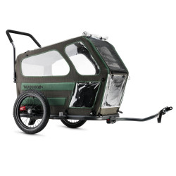 Remorque de vélo pour enfant ou animal de compagnie avec pare-soleil et fenêtres en plastique transparent