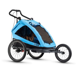Remorque de vélo 2 places pour enfants avec supports de tête et ceintures de sécurité - Poussette tout-terrain et pliable