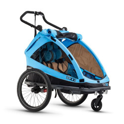 Remorque de vélo 2 places pour enfants avec supports de tête et ceintures de sécurité - Poussette tout-terrain et pliable