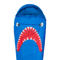 Sac de couchage momie pour enfants design requin adapté aux températures de 6° à -8°C