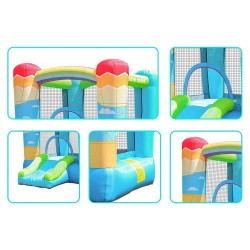 Château gonflable pour enfants de 3 à 8 avec mini-toboggan et filet de sécurité - Structure de jeux indoor et outdoor