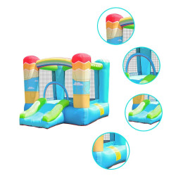 Château gonflable pour enfants de 3 à 8 avec mini-toboggan et filet de sécurité - Structure de jeux indoor et outdoor