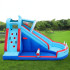 Grand toboggan gonflable pour enfants avec zone d'eau et canon à eau - Mur d'escalade et panier de basket-ball intégré