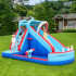 Grand toboggan gonflable pour enfants avec zone d'eau et canon à eau - Mur d'escalade et panier de basket-ball intégré