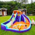 Aire de jeux gonflable pour enfants avec canon et jets d'eau - Doubles toboggans et piscine à balles