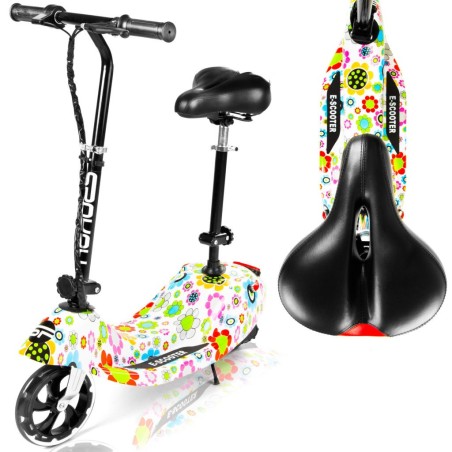 Trottinette électrique fleuri pliante dotée d'un siège