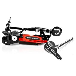 Trottinette électrique ALCOR avec siège pliable au design rouge et noir