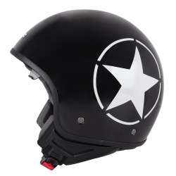 Casque de scooter ouvert et confortable - design noir avec étoile