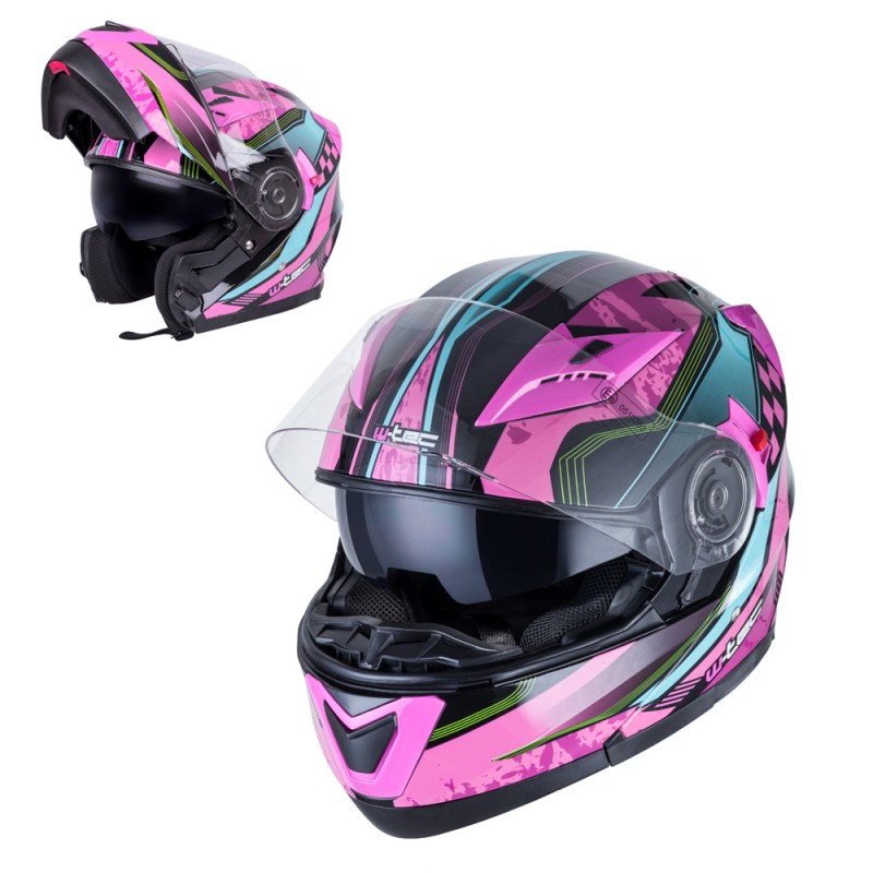 Casque de moto W-TEC YM-925 Magenta - Rose-Noir