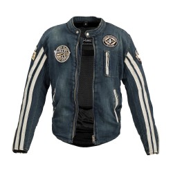 Veste de moto en jean bleu pour homme - Blouson en jeanvintage