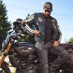 Veste de moto en jean bleu pour homme - Blouson en jeanvintage