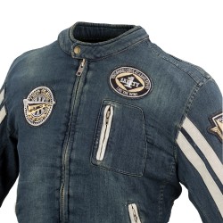 Veste de moto en jean bleu pour homme - Blouson en jeanvintage