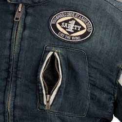 Veste de moto en jean bleu pour homme - Blouson en jeanvintage