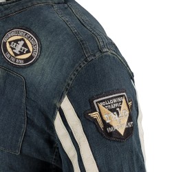 Veste de moto en jean bleu pour homme - Blouson en jeanvintage