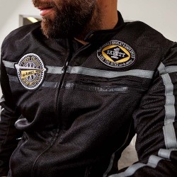 Blouson de en cuir noir moto pour homme - Avec renforcement articulations