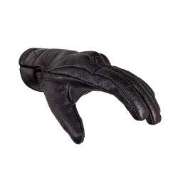 Gants de moto en cuir noir - Protection en cuir résistante et vintage