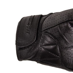 Gants de moto en cuir noir - Protection en cuir résistante et vintage