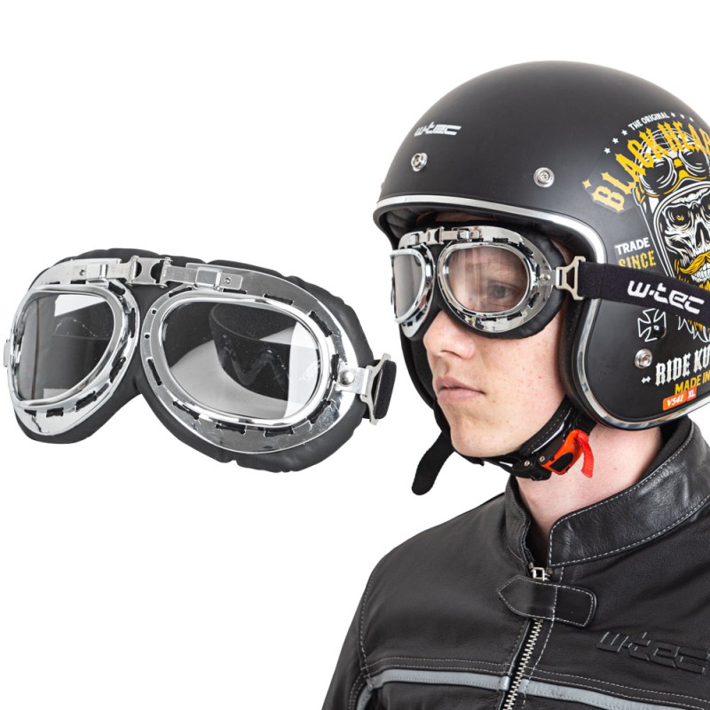 Lunettes de moto chromées vintage - Protection des yeux de qualité