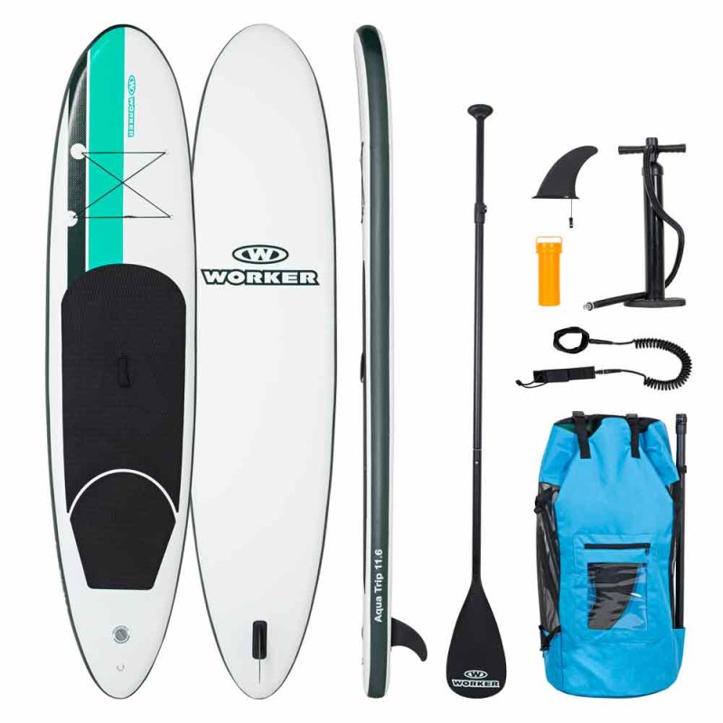 Kit planche à paddle pliable avec accessoires - capacité de 160 kg - Mer de minuit