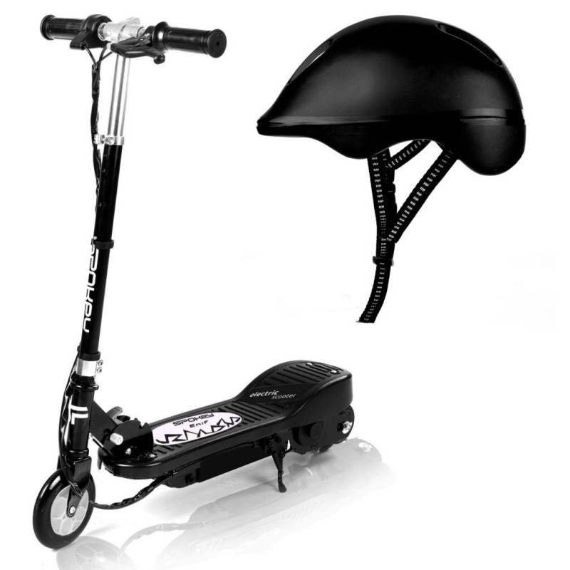 Trottinette électrique pour enfant noire avec casque