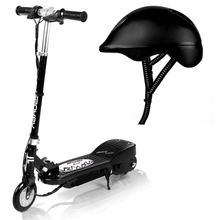 Trottinette électrique pour enfant noire avec casque