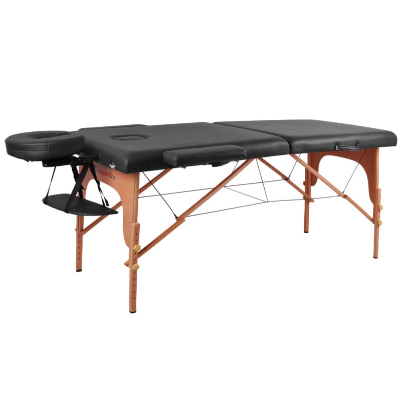 Table de massage en bois Noire - Pliable et recouverte de cuir