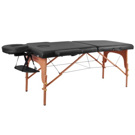 Table de massage en bois Noire - Pliable et recouverte de cuir