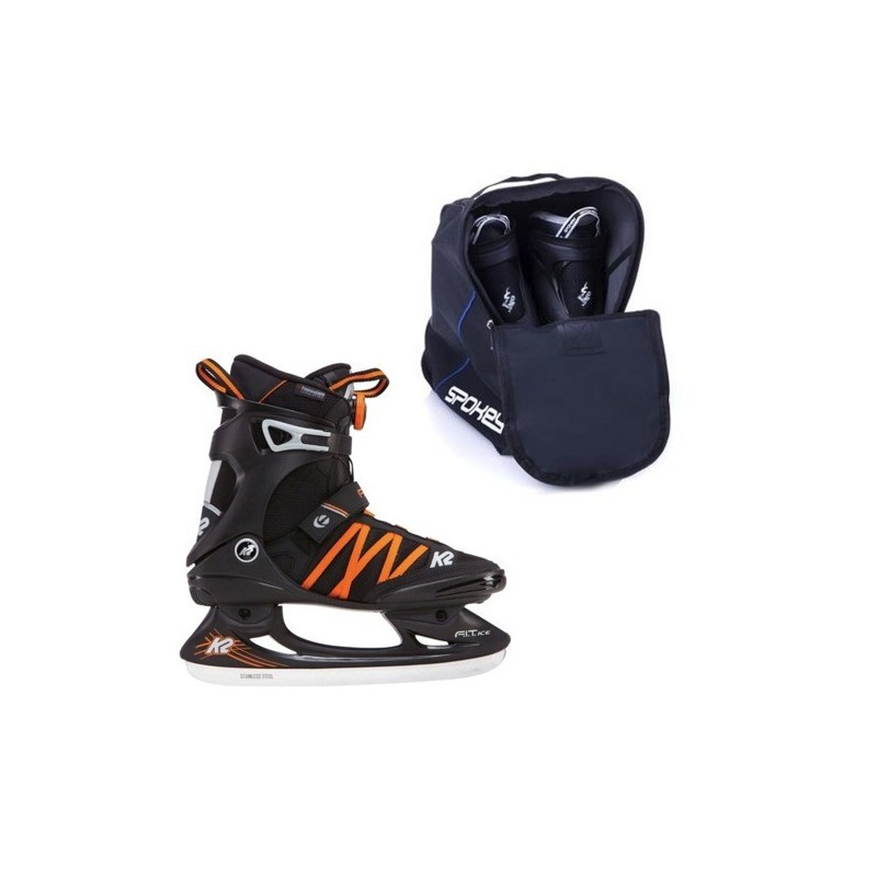 Patins de hockey sur glace design noir et orange de haute qualité