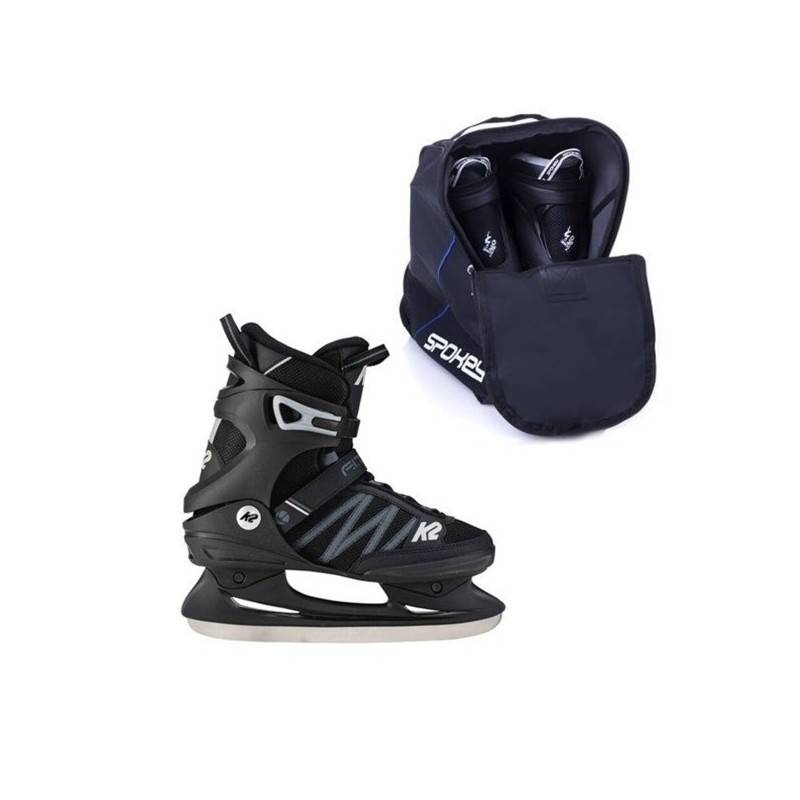 Patins de hockey sur glace mixtes noir avec sac de transport