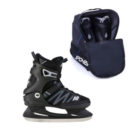 Patins de hockey sur glace mixtes noir avec sac de transport