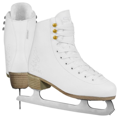paire de patins à glace artistique blanc et élégant avec fourrure intérieure