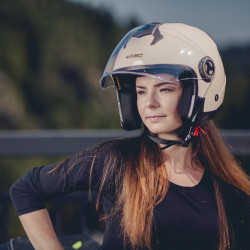 Casque de moto pour femme avec pare-soleil extractible- Rose