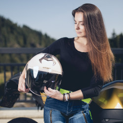 Casque de moto pour femme avec pare-soleil extractible- Rose