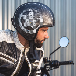 Casque de moto et de scooter - effet vintage avec pare-soleil amovible