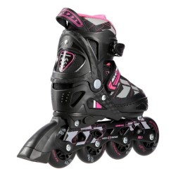 Patins de glisse rose et noirs 2 en 1 avec système de redimensionnement