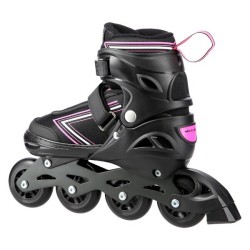 Patins de glisse rose et noirs 2 en 1 avec système de redimensionnement